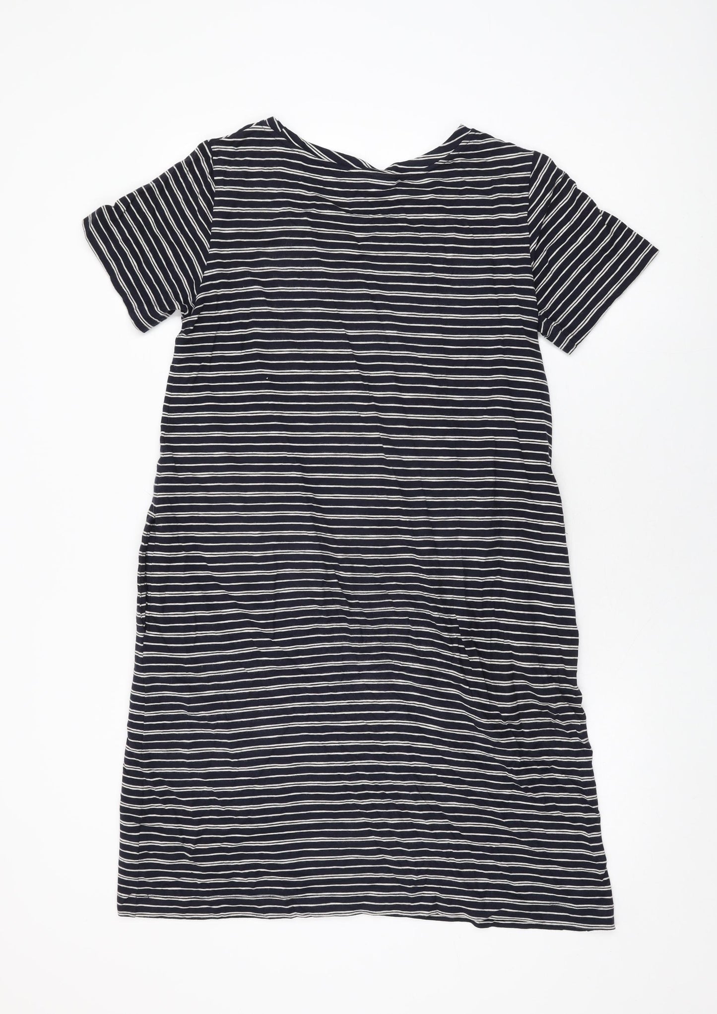 The White Company Womens Blue Striped Cotton Shift Size 10 Round Neck Pullover