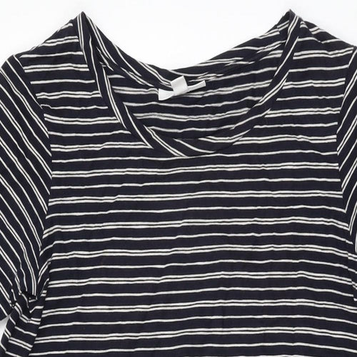 The White Company Womens Blue Striped Cotton Shift Size 10 Round Neck Pullover