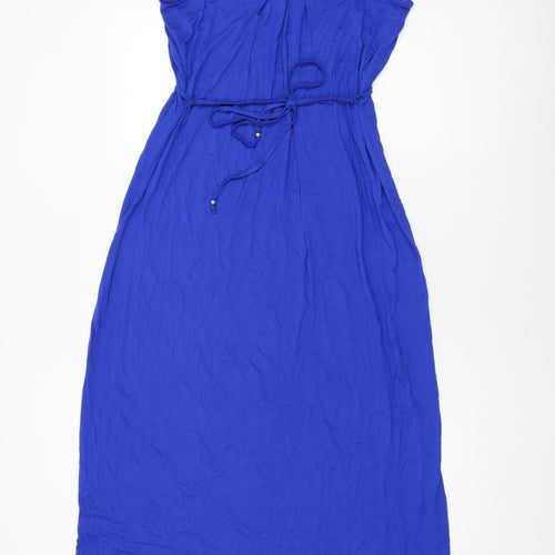 Marks and Spencer Womens Blue Viscose Maxi Size 12 Scoop Neck Pullover