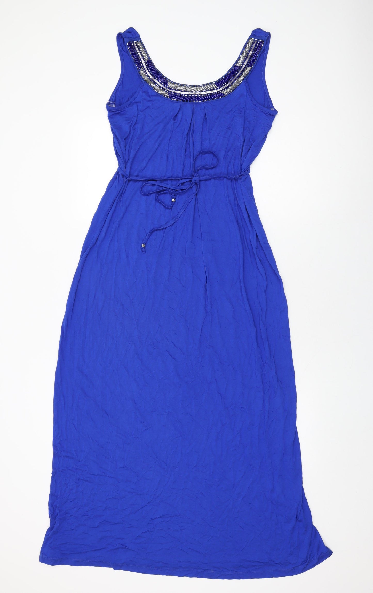 Marks and Spencer Womens Blue Viscose Maxi Size 12 Scoop Neck Pullover