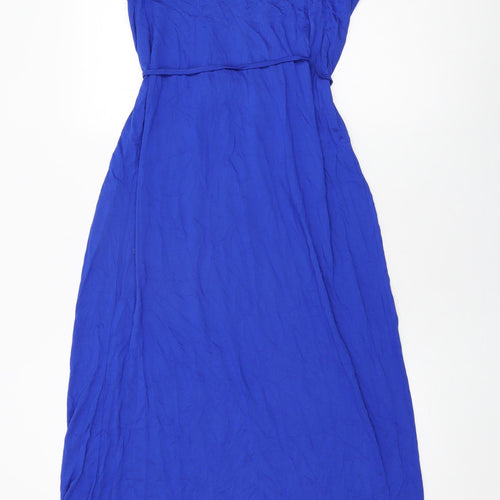 Marks and Spencer Womens Blue Viscose Maxi Size 12 Scoop Neck Pullover