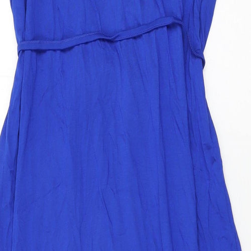 Marks and Spencer Womens Blue Viscose Maxi Size 12 Scoop Neck Pullover