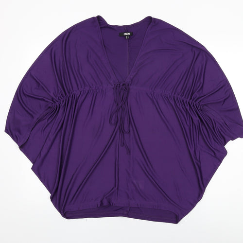 ASOS Womens Purple Polyester Basic Blouse Size 8 V-Neck