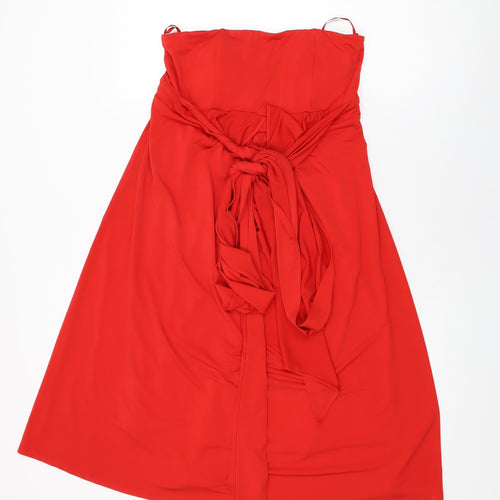 Truth & Fable Womens Red Polyester Shift Size S Off the Shoulder Tie