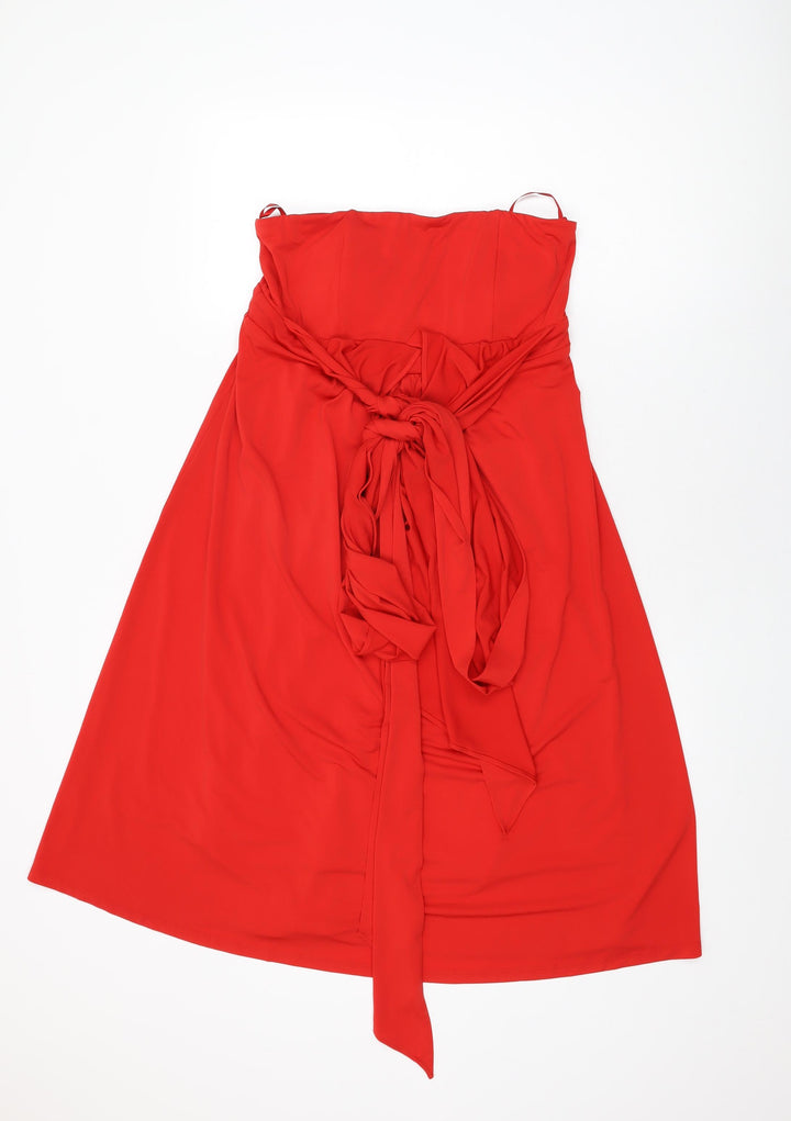 Truth & Fable Womens Red Polyester Shift Size S Off the Shoulder Tie