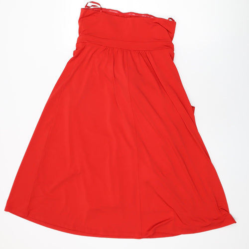 Truth & Fable Womens Red Polyester Shift Size S Off the Shoulder Tie