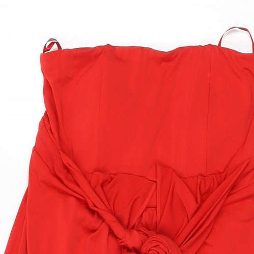 Truth & Fable Womens Red Polyester Shift Size S Off the Shoulder Tie