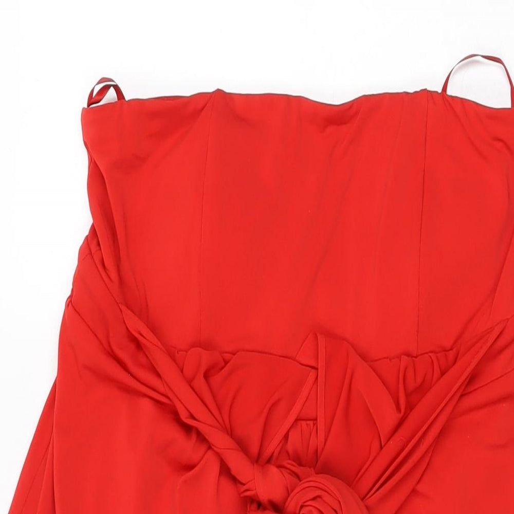Truth & Fable Womens Red Polyester Shift Size S Off the Shoulder Tie