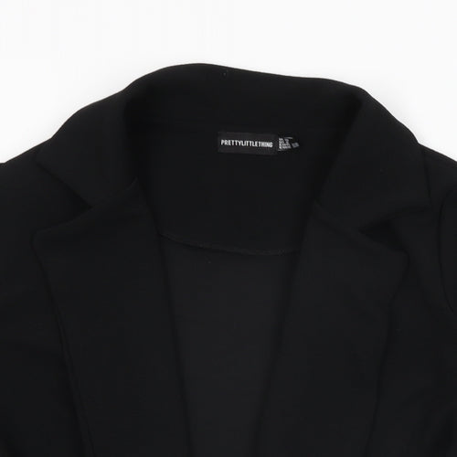 PRETTYLITTLETHING Womens Black Jacket Size 10 Tie