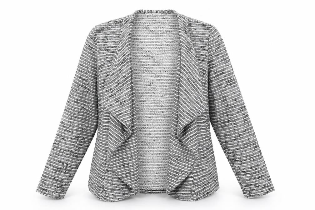Front view of Dorothy Perkins women’s grey geometric jacket, size UK 18