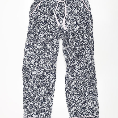 John Lewis Womens Blue Geometric Cotton Top Pyjama Pants Size 12 Drawstring