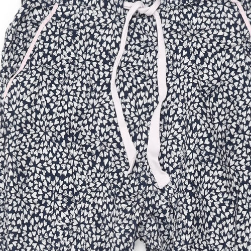 John Lewis Womens Blue Geometric Cotton Top Pyjama Pants Size 12 Drawstring