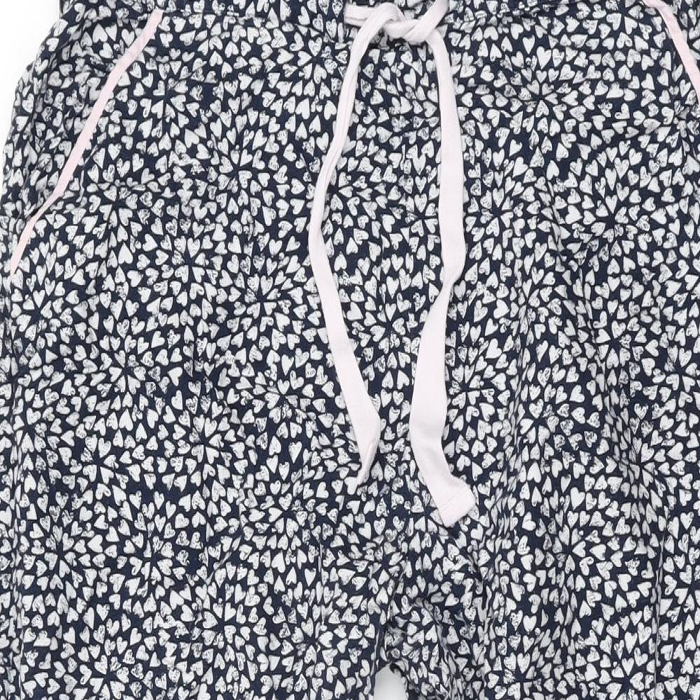 John Lewis Womens Blue Geometric Cotton Top Pyjama Pants Size 12 Drawstring