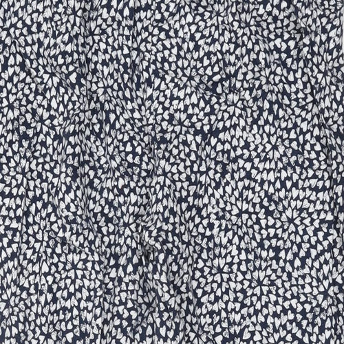 John Lewis Womens Blue Geometric Cotton Top Pyjama Pants Size 12 Drawstring