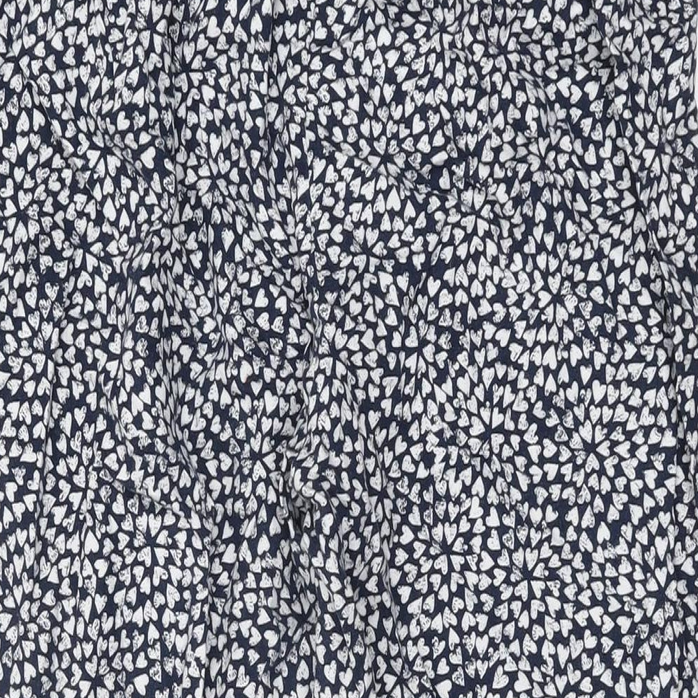 John Lewis Womens Blue Geometric Cotton Top Pyjama Pants Size 12 Drawstring