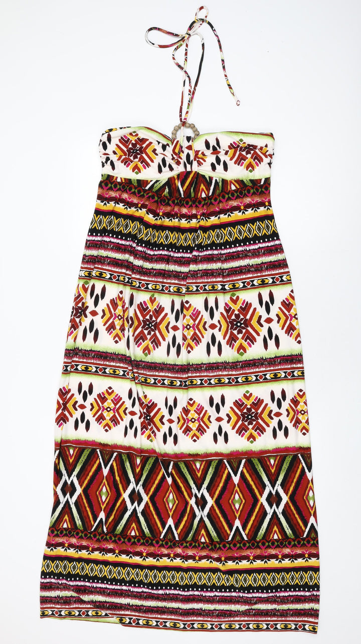 Intermission Womens Multicoloured Geometric Polyester Maxi Size 14 Halter Tie