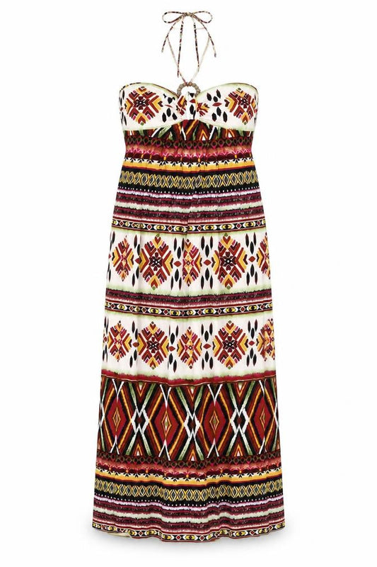 Intermission Womens Multicoloured Geometric Polyester Maxi Size 14 Halter Tie