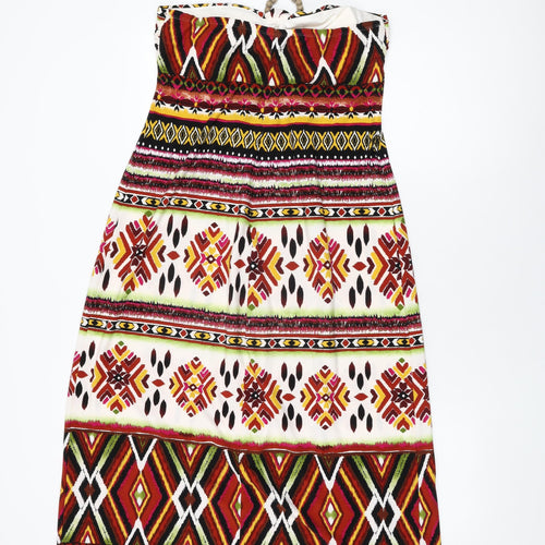 Intermission Womens Multicoloured Geometric Polyester Maxi Size 14 Halter Tie