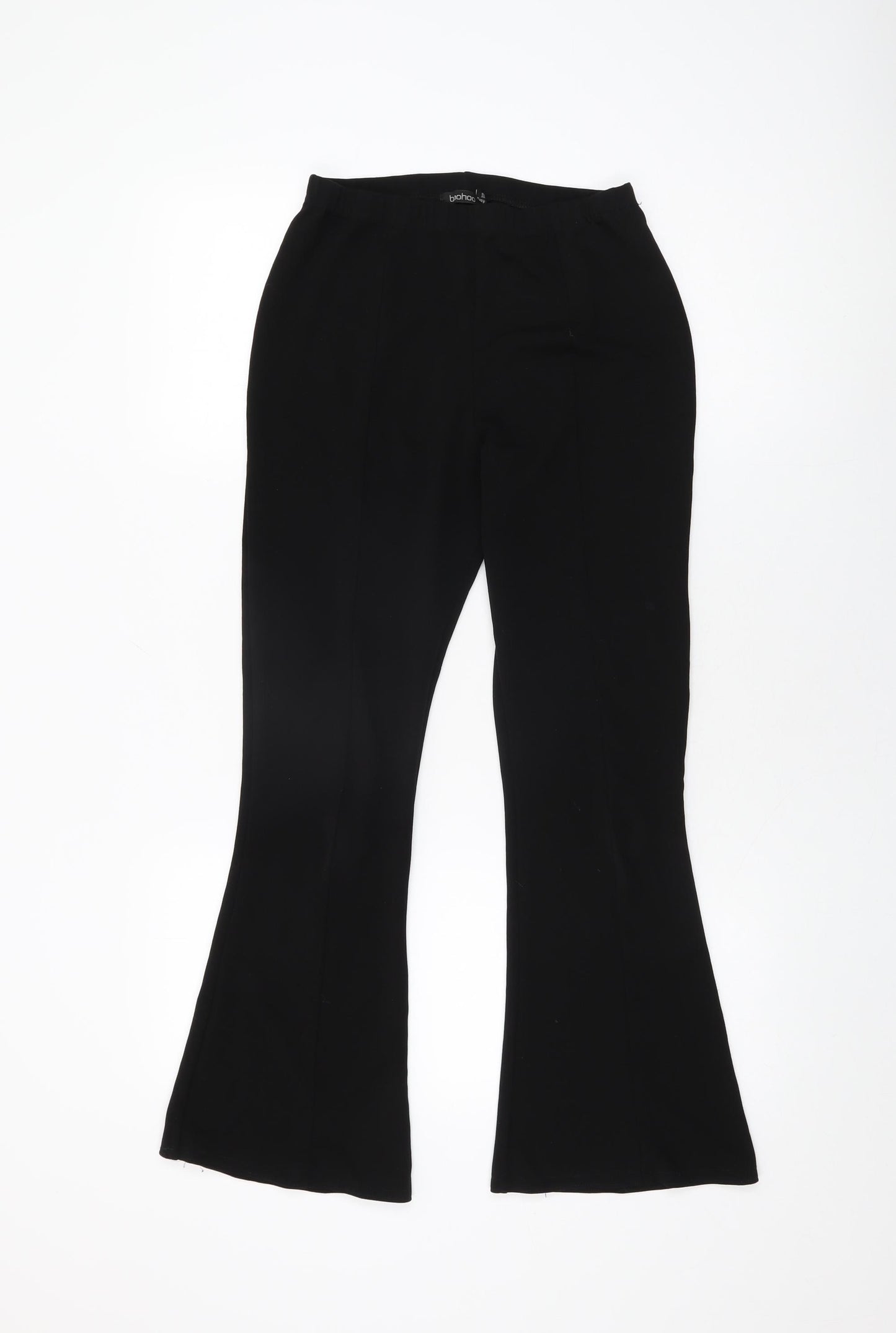 Boohoo Womens Black Polyester Trousers Size 10 L27 in Regular