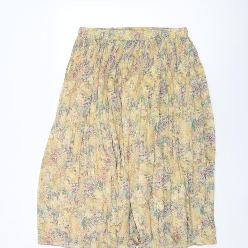 H&M Womens Yellow Floral Polyester Swing Skirt Size L