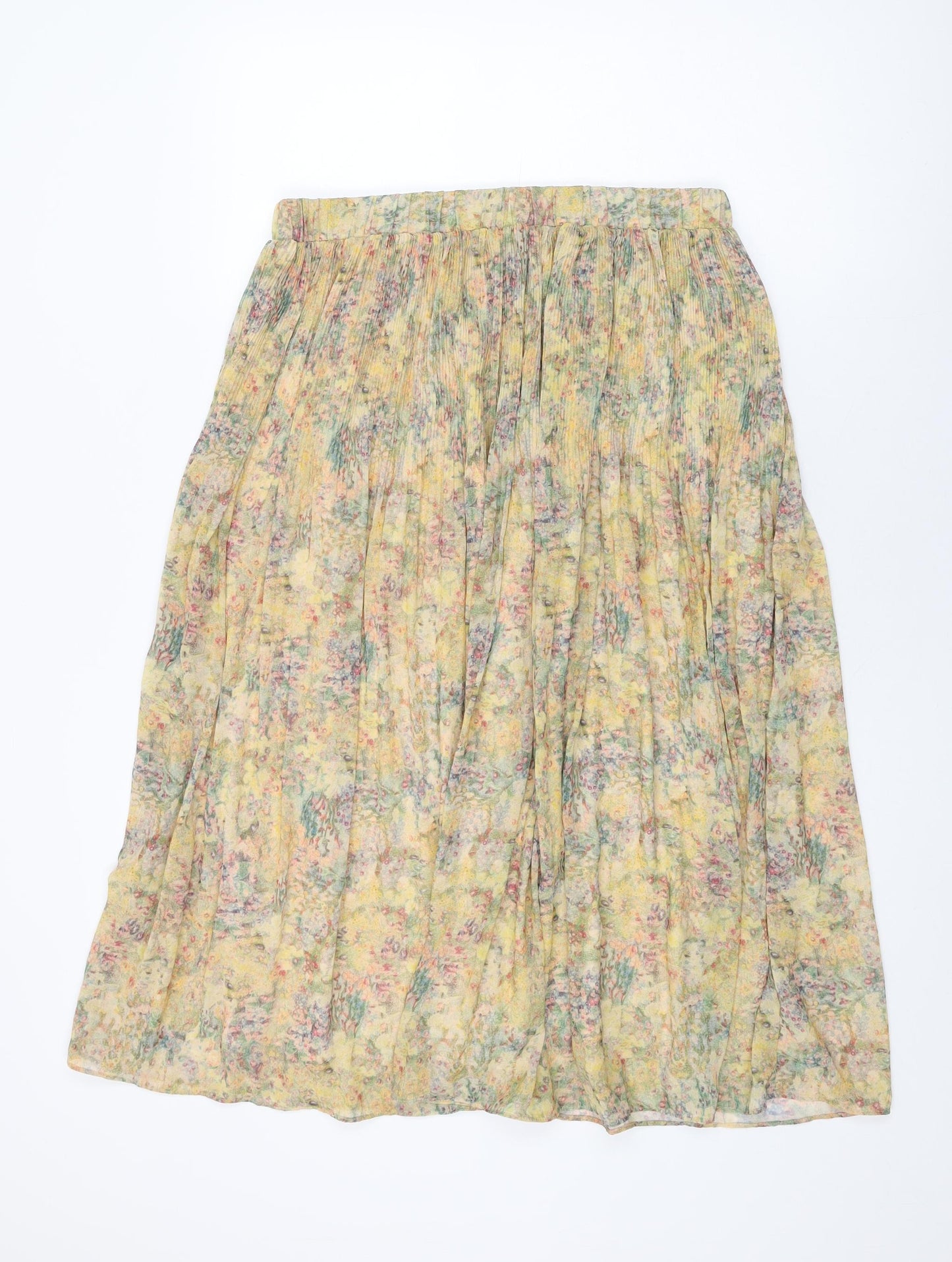 H&M Womens Yellow Floral Polyester Swing Skirt Size L