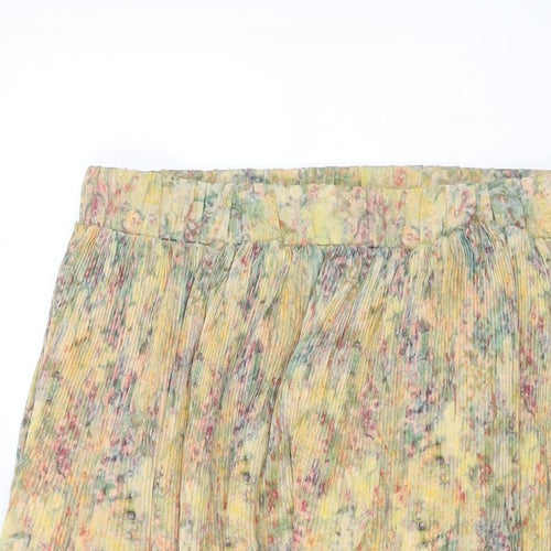 H&M Womens Yellow Floral Polyester Swing Skirt Size L