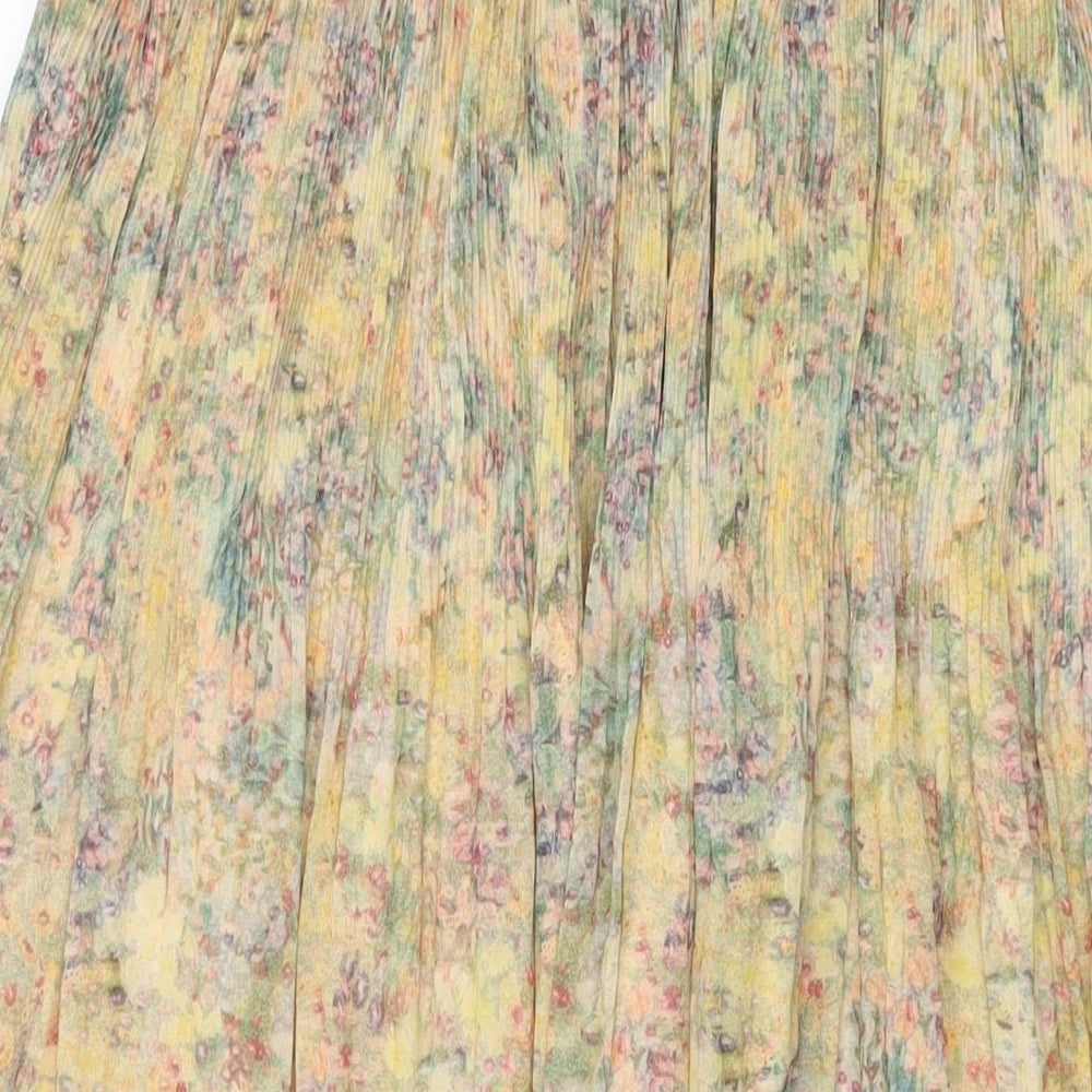 H&M Womens Yellow Floral Polyester Swing Skirt Size L