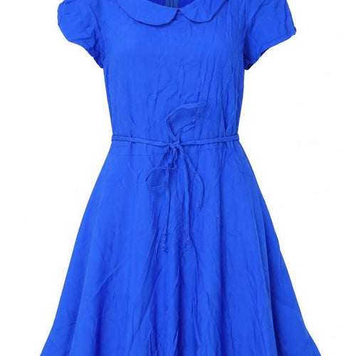 New Look Womens Blue Viscose Skater Dress Size 6 Collared Zip