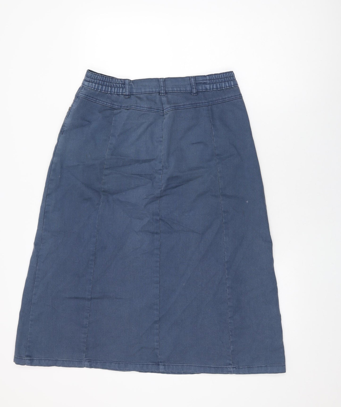 Cotton Traders Womens Blue Cotton Swing Skirt Size 14 Zip