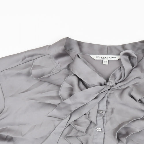 Debenhams Womens Grey Polyester Basic Blouse Size 22 Round Neck