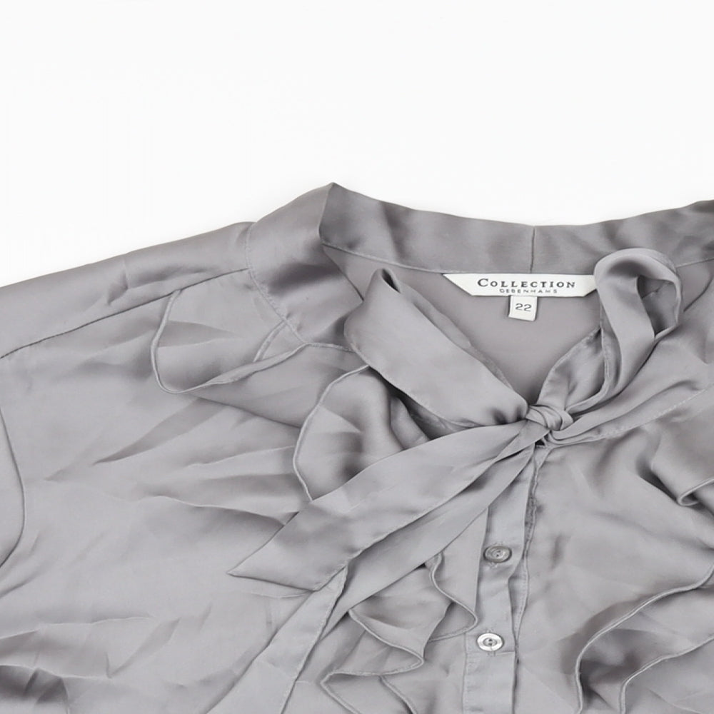 Debenhams Womens Grey Polyester Basic Blouse Size 22 Round Neck