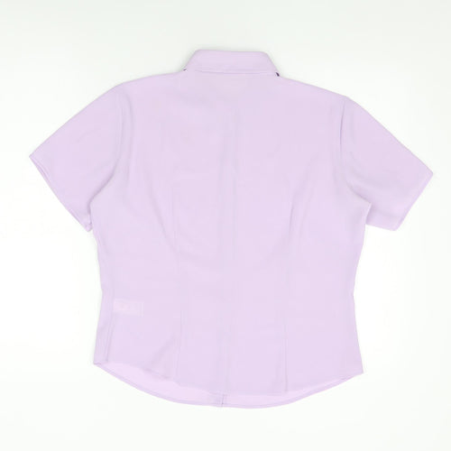 Marks and Spencer Womens Purple Polyester Basic Button-Up Size 14 Collared