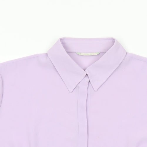 Marks and Spencer Womens Purple Polyester Basic Button-Up Size 14 Collared
