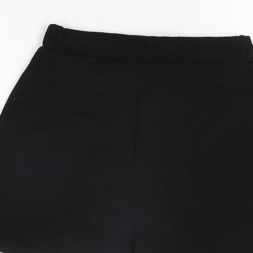 PRETTYLITTLETHING Womens Black Polyester Basic Shorts Size 10 Regular Pull On