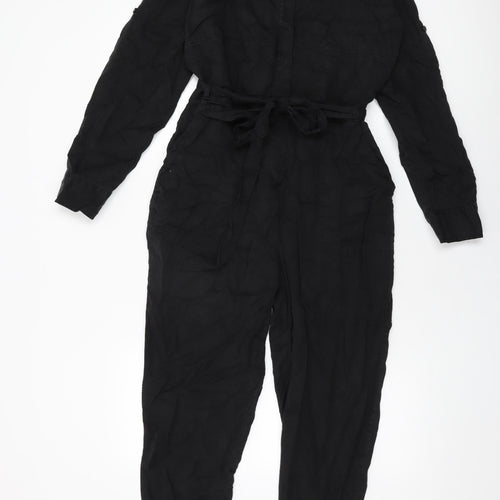 Fat Face Womens Black Viscose Jumpsuit One-Piece Size 10 L26 in Button