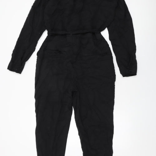 Fat Face Womens Black Viscose Jumpsuit One-Piece Size 10 L26 in Button