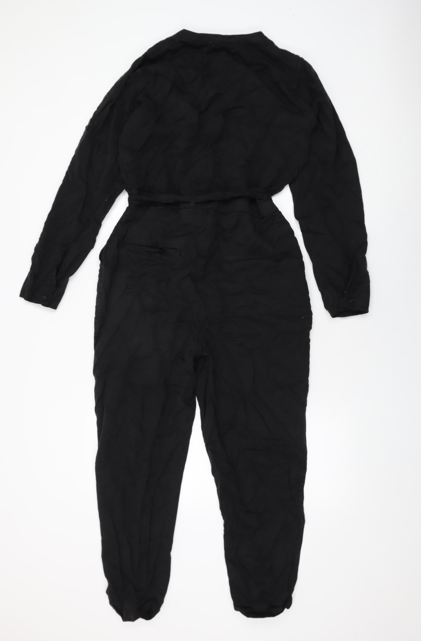 Fat Face Womens Black Viscose Jumpsuit One-Piece Size 10 L26 in Button