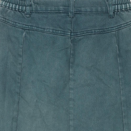 Cotton Traders Womens Green Cotton Swing Skirt Size 14 Zip