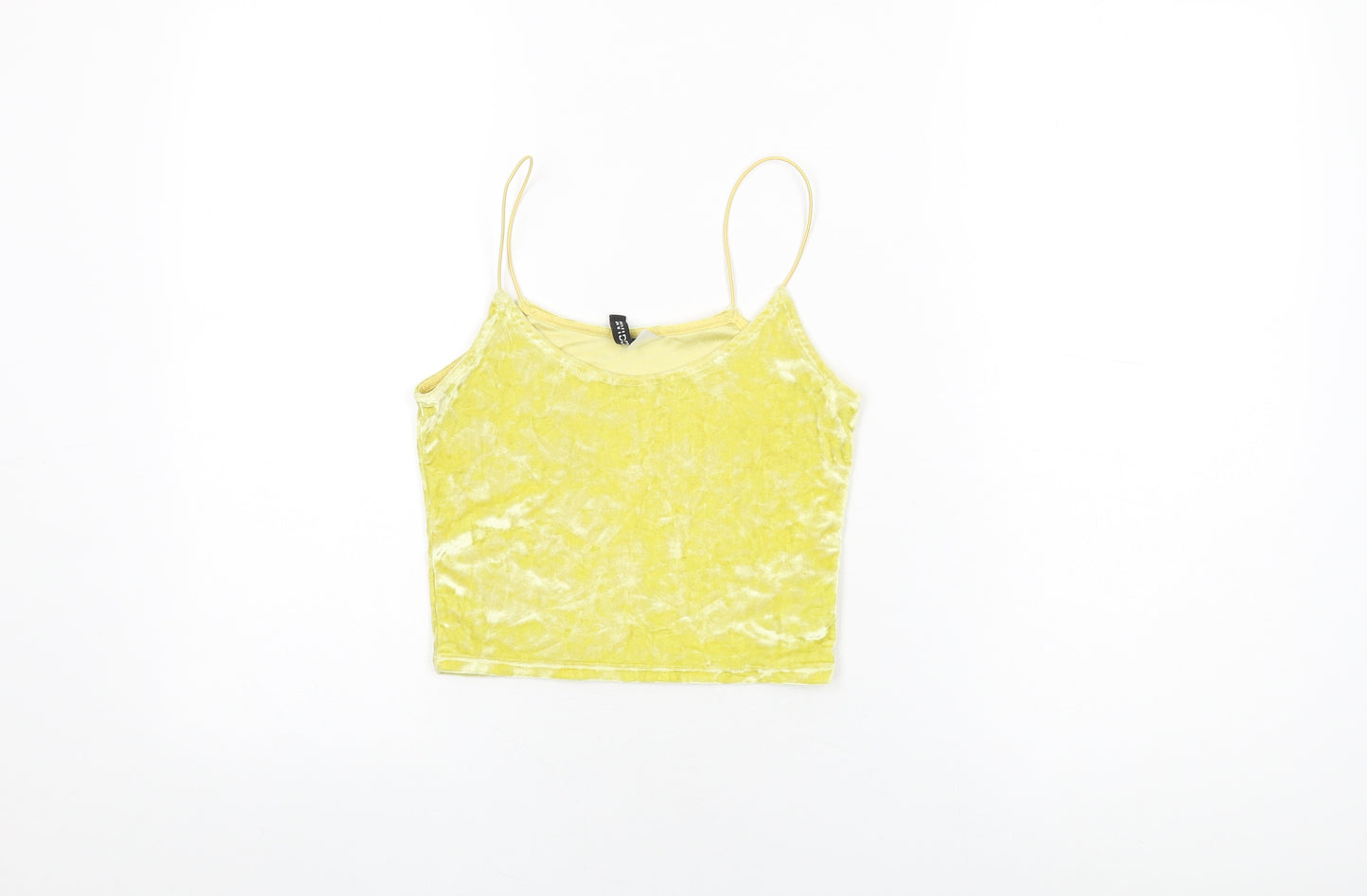 H&M Womens Yellow Polyester Cropped T-Shirt Size XS Round Neck
