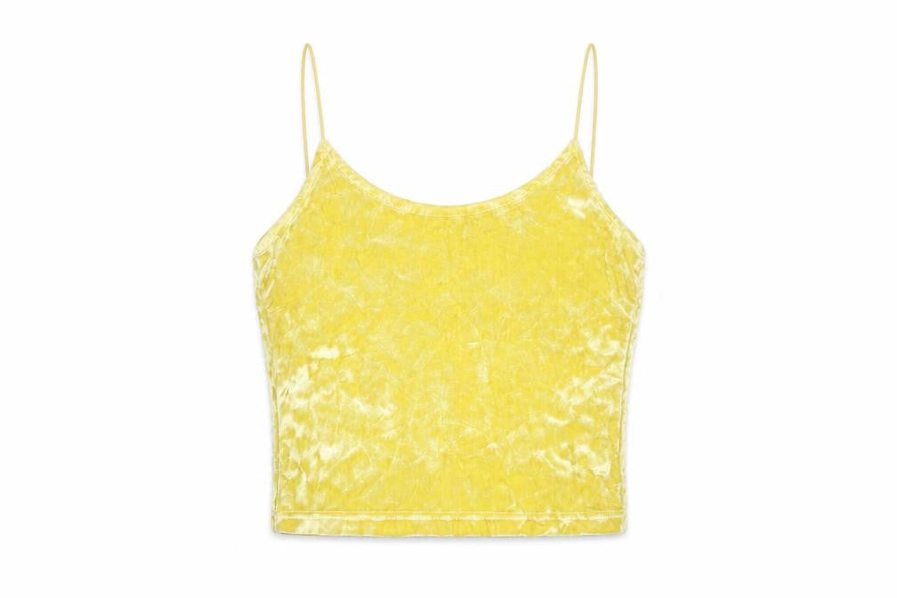 H&M Womens Yellow Polyester Cropped T-Shirt Size XS Round Neck