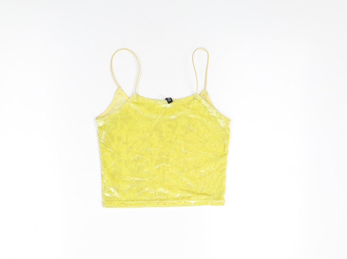 H&M Womens Yellow Polyester Cropped T-Shirt Size XS Round Neck