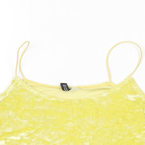 H&M Womens Yellow Polyester Cropped T-Shirt Size XS Round Neck