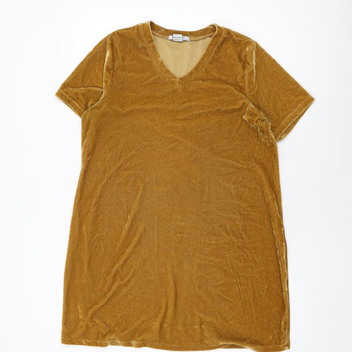 Glamorous Womens Yellow Polyester Shift Size S V-Neck Pullover
