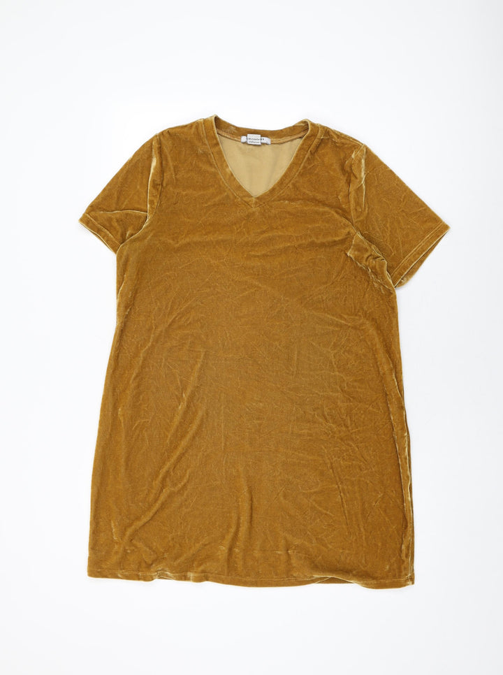 Glamorous Womens Yellow Polyester Shift Size S V-Neck Pullover