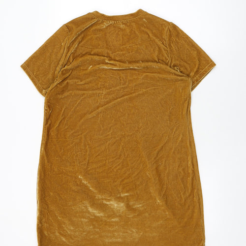 Glamorous Womens Yellow Polyester Shift Size S V-Neck Pullover