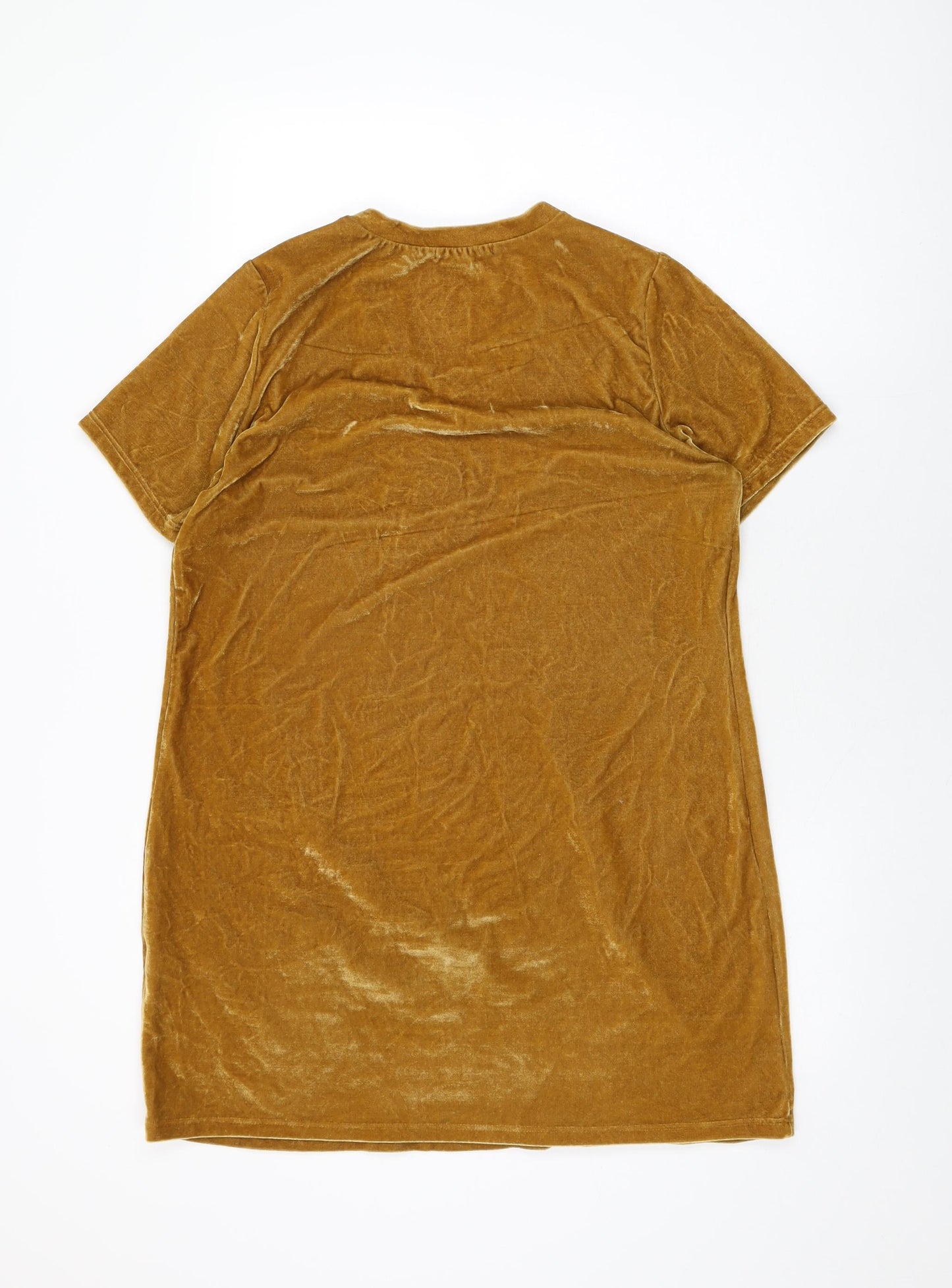 Glamorous Womens Yellow Polyester Shift Size S V-Neck Pullover