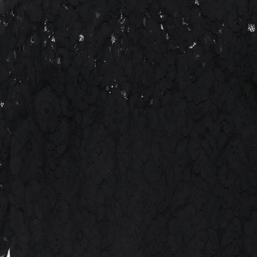 H&M Womens Black Floral Viscose Shift Size 8 Round Neck Zip