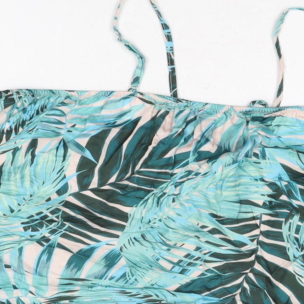 Hush Womens Green Geometric Polyester Basic T-Shirt Size S Round Neck