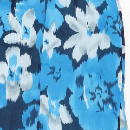 Roman Womens Blue Floral Polyester Swing Skirt Size 12 Zip