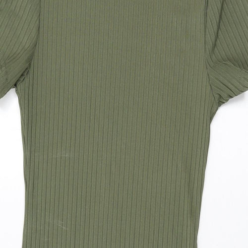 Boohoo Womens Green Polyester Bodycon Size 10 Round Neck Pullover